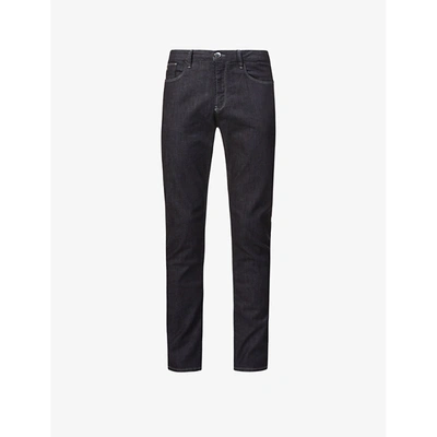 Shop Emporio Armani J06 Tapered Regular-fit Stretch-denim Jeans In Denim Nero