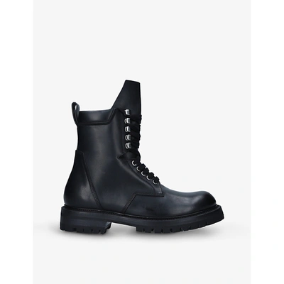 Shop Rick Owens Mens Black Hiking Army High-top Leather Boots 8