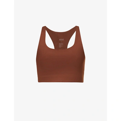 Shop Girlfriend Collective Paloma Sports Stretch-recycled Polyester Sports Bra In Earth