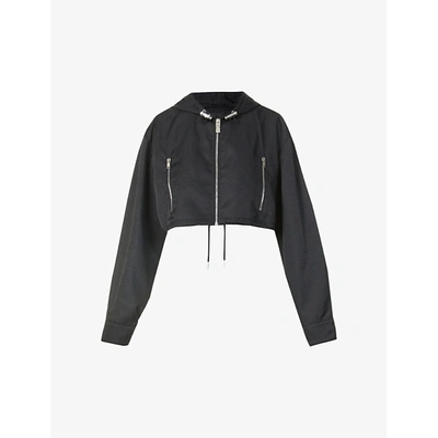 Shop Givenchy Womens Black Cropped Logo-print Shell Jacket 12
