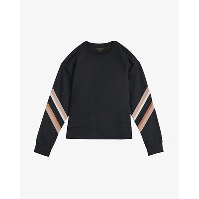 Shop Ted Baker Womens Navy Jjordan Side-striped Cotton-blend Sweatshirt 6