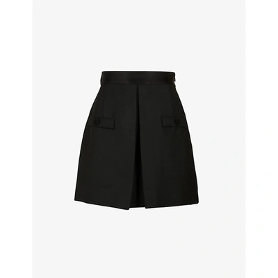 Shop Sandro Women's Noir / Gris Hugo High-rise Woven Shorts