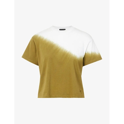 Shop Atm Anthony Thomas Melillo Womens Talc/olive Tie Dye-pattern Cotton-jersey T-shirt Xs