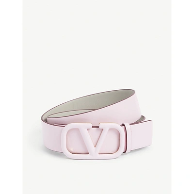 Shop Valentino Womens Rosa Boreale/opal Grey Vlogo Leather Belt 26