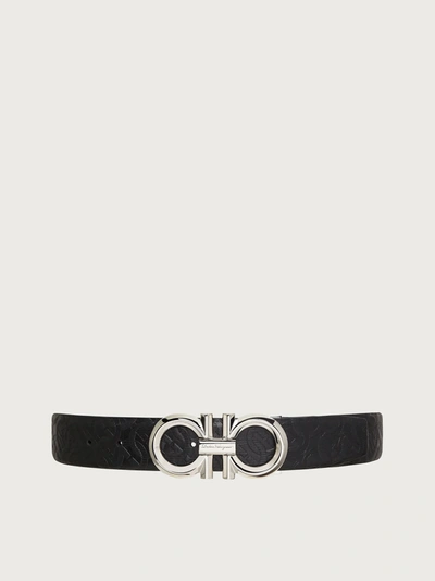 Shop Ferragamo Reversible And Adjustable Gancini Belt In Black