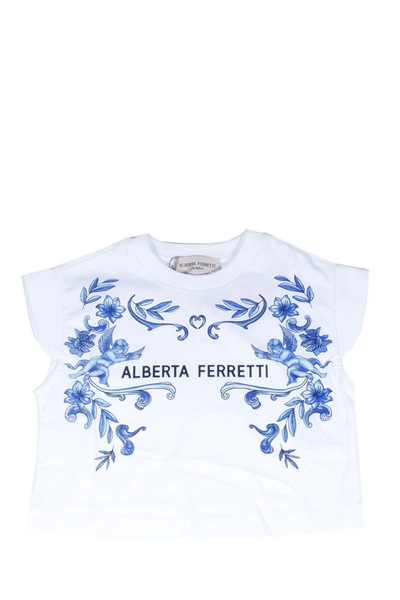 Shop Alberta Ferretti Kids Logo Print Crewneck T In White