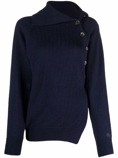 Kenzo Tc Seasonal Buttoned Sweater In Bleu Noir | ModeSens