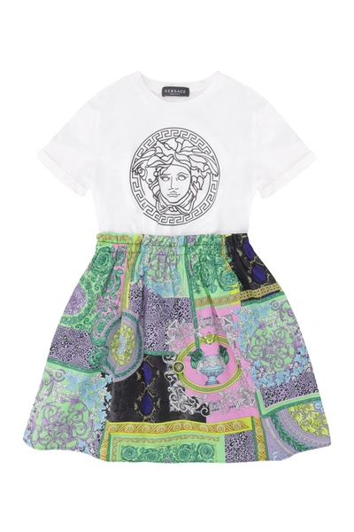 Shop Versace Kids Medusa Printed Dress In Multi