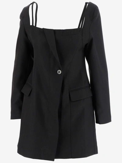 Shop Jacquemus Maniu Mini Tailored Dress In Black