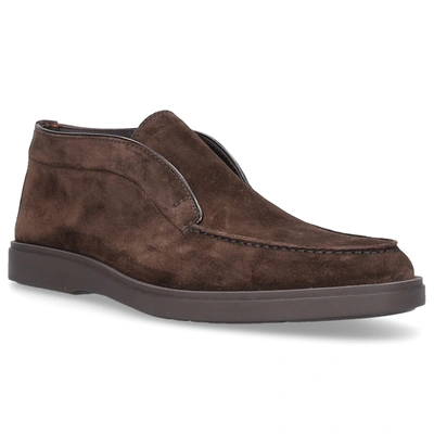 Shop Santoni Ankle Boots Desert Boot Suede In Brown