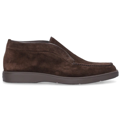 Shop Santoni Ankle Boots Desert Boot Suede In Brown