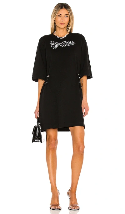 Shop Off-white Logo Coulisse T Shirt Dress In Black