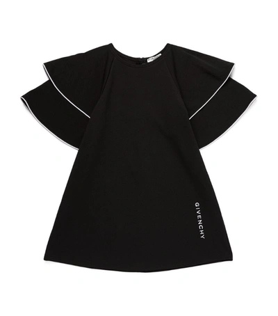 Shop Givenchy Kids Flounce-sleeved Logo Dress (4-14 Years) In Black
