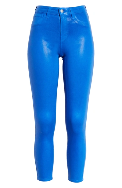 Shop Lagence L'agence Margot Coated Crop Skinny Jeans In Riviera Blue Coated