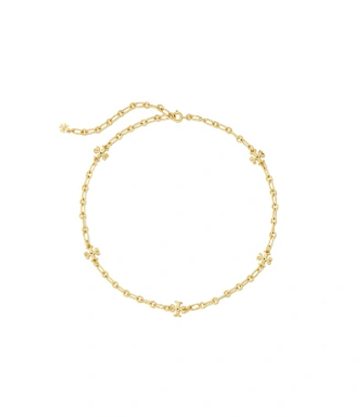 Shop Tory Burch Roxanne Chain Delicate Necklace In Rolled Brass