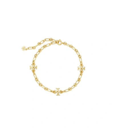 Shop Tory Burch Roxanne Chain Delicate Bracelet In Rolled Brass