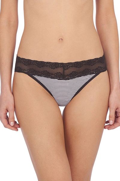 Shop Natori Intimates Bliss Perfection One-size Thong In Licorice Stripe Print