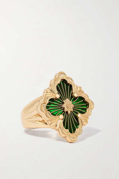 Buccellati Opera Tulle 18-karat Gold Enamel Ring In Gold