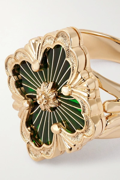 Shop Buccellati Opera Tulle 18-karat Gold Enamel Ring