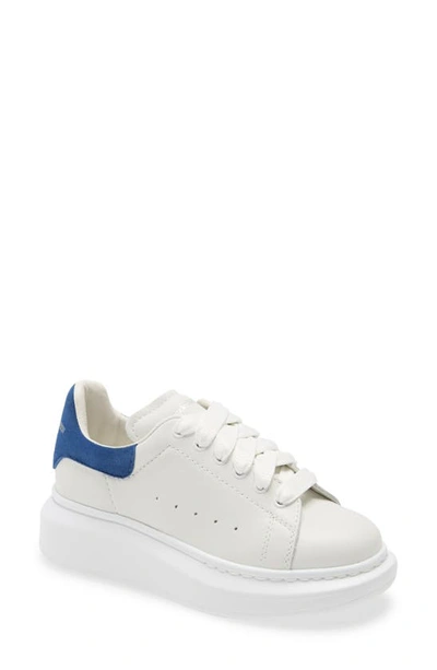 Shop Alexander Mcqueen Kids' Oversized Sneaker In White/ Dark Blue