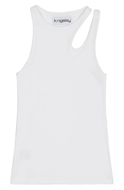 Shop K.ngsley Gender Inclusive Romain Cutout Rib Tank In White