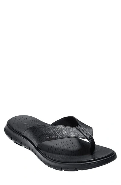 Shop Cole Haan 'zerogrand' Flip Flop In Black Leather/ Black