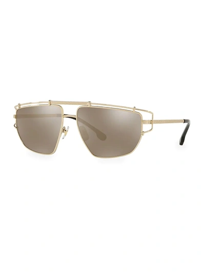 Shop Versace 57mm Irregular Hexagon Sunglasses In Pale Gold