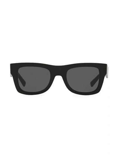 Shop Valentino 50mm Solid Logo Sunglasses In Black