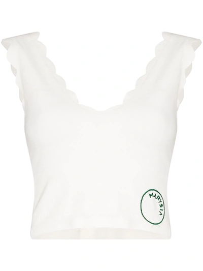 Shop Marysia Venus Scalloped Tank Top In Weiss