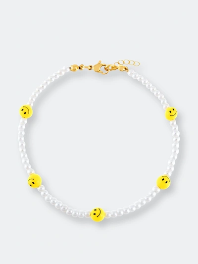 Shop Adinas Jewels Adina's Jewels Pearl Smiley Face Anklet In White