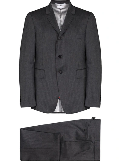 Shop Thom Browne Herringbone Single-breasted Wool Suit In Grau