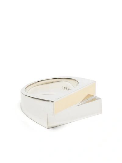 Shop M Cohen Two-tone Rectangle Ring In Silber