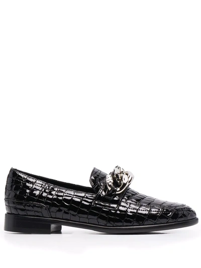 Casadei Lacroc Crocodile-effect Leather Loafers In Black | ModeSens