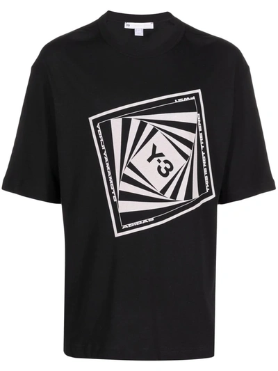 Shop Y-3 Graphic-print Cotton T-shirt In Black