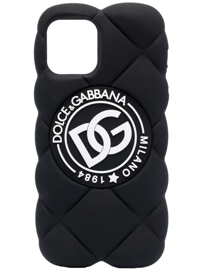 Shop Dolce & Gabbana Dg Logo Quilted Iphone 12 Pro Case In Black