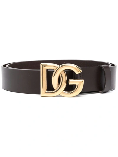 Dolce & Gabbana Dg Crossed Logo Belt In Brown | ModeSens