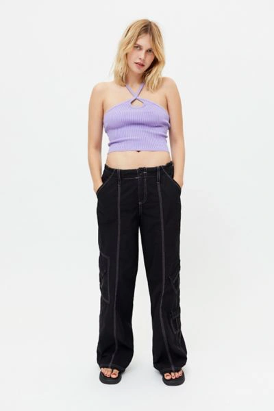 Shop Urban Outfitters Y2k Low Rise Cargo Pant In Black