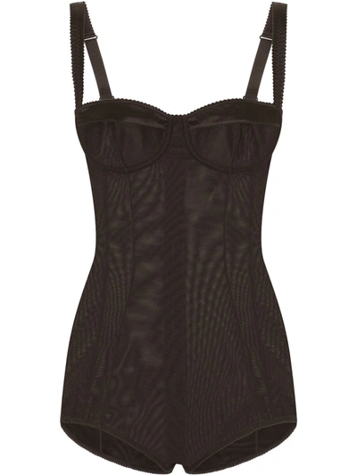 Shop Dolce & Gabbana Balconette-bra Bodysuit In Black