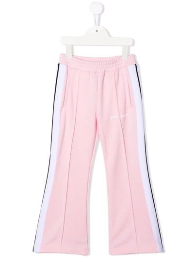 Shop Palm Angels Logo-print Flared Track Trousers In Pink