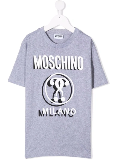 Shop Moschino Logo-print Cotton T-shirt In Grey