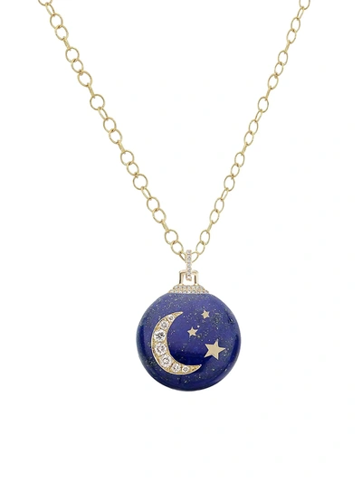 Shop Sorellina Women's Amuleti Lapis Lazuli & Diamond Locket Necklace