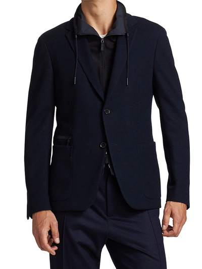 Shop Ermenegildo Zegna High-performance Wool Jersey Jacket In Navy