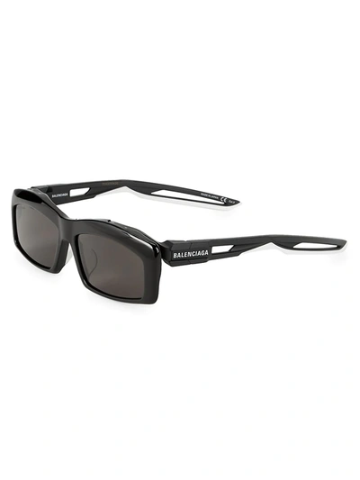 Shop Balenciaga 59mm Unisex Rectangular Sunglasses In Black