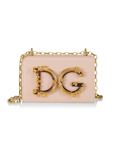 Shop Dolce & Gabbana D & G Girls Leather Shoulder Bag In Cipria