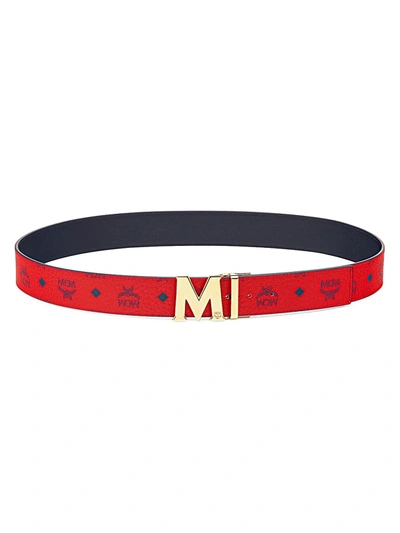 Shop Mcm Men's Claus M Reversible Logo Belt In Candy Red