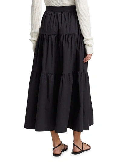 Shop Staud Sea Tiered Midi Skirt In Ginger
