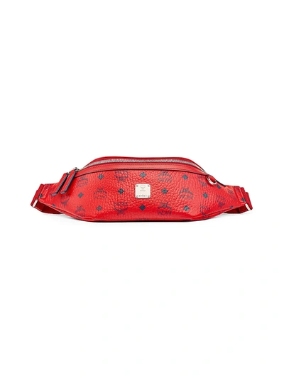 Mcm Medium Fursten Visetos Coated Canvas Belt Bag In Candy Red