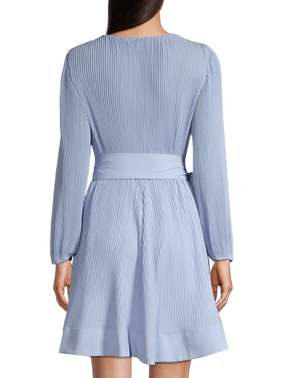 Shop Milly Knit Pleat Fit-&-flare Dress In Ice Blue
