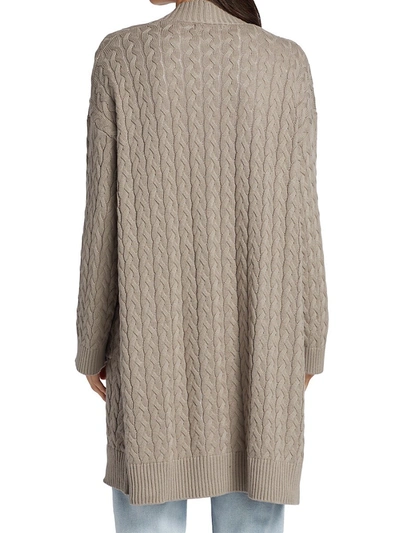 Shop Sablyn Mirna Long Cable-knit Cardigan In Fog