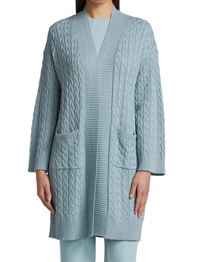 Shop Sablyn Mirna Long Cable-knit Cardigan In Fog